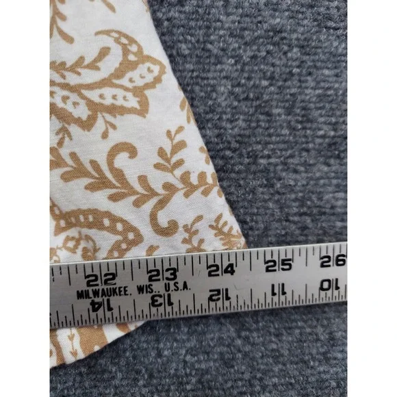 Loft‎ Linen Dress Womens 4 Brown White Button Front Paisley Print Beach V Neck - Picture 5 of 11